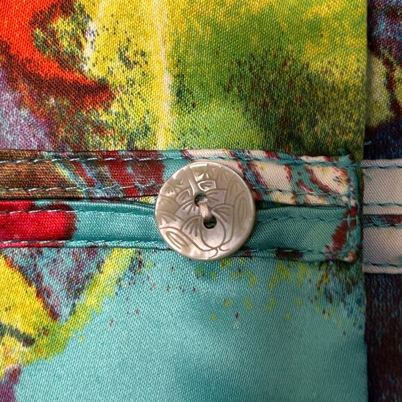 Natori Top Asian Art to Wear Haori Influenced Satin Stand Up Collar Size S - Picture 5 of 10